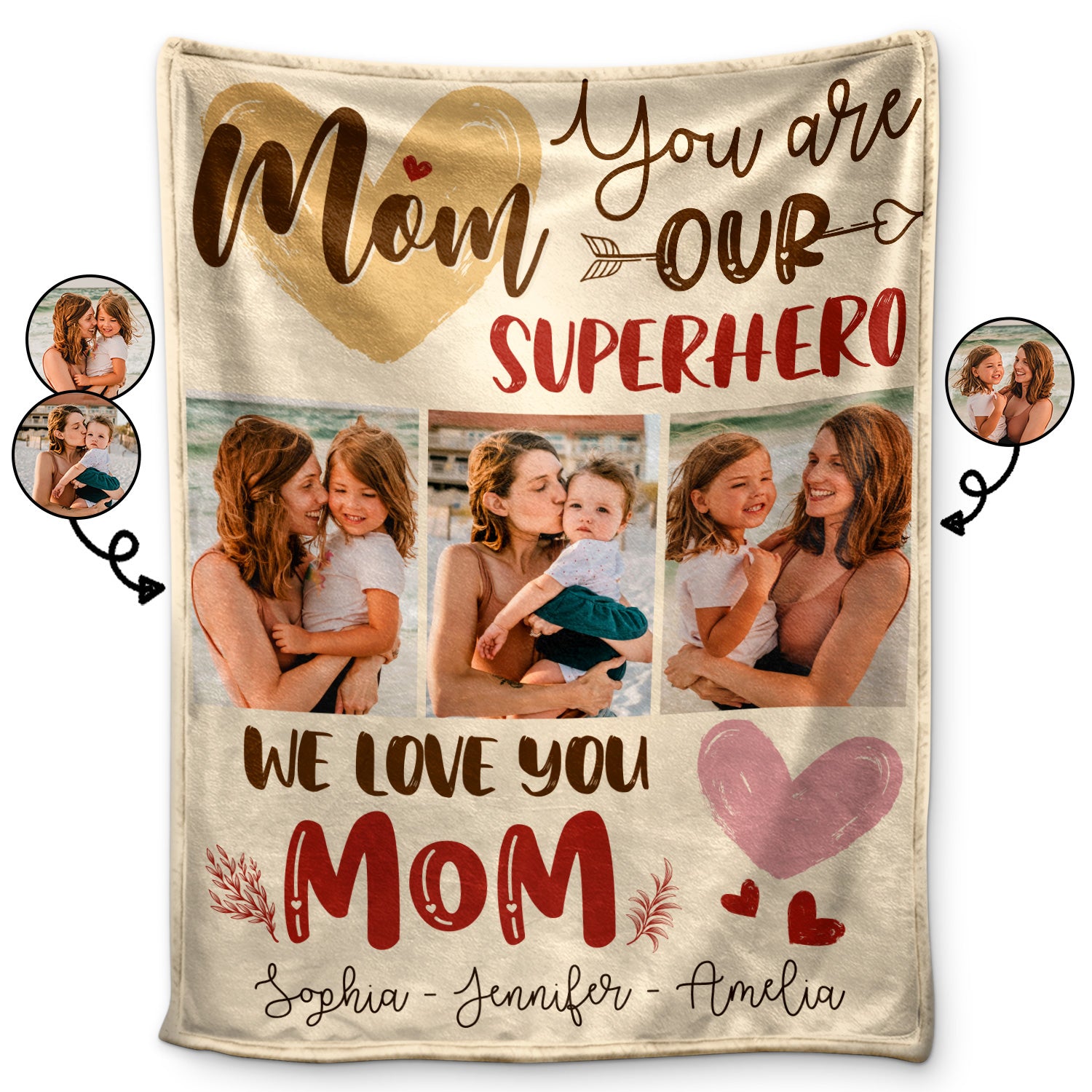 Custom Photo Mom You Are Our Superhero - Gift For Mom - Personalized Fleece Blanket