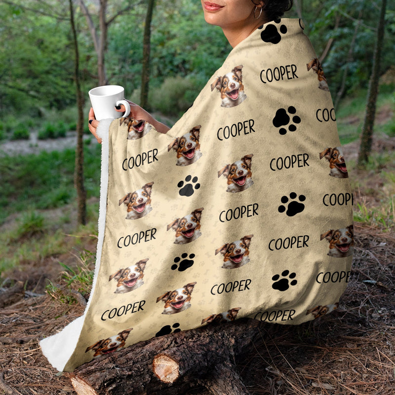 Couverture personnalisée avec photo et nom d'animal de compagnie - Cadeau pour les amoureux des animaux - Couverture polaire personnalisée