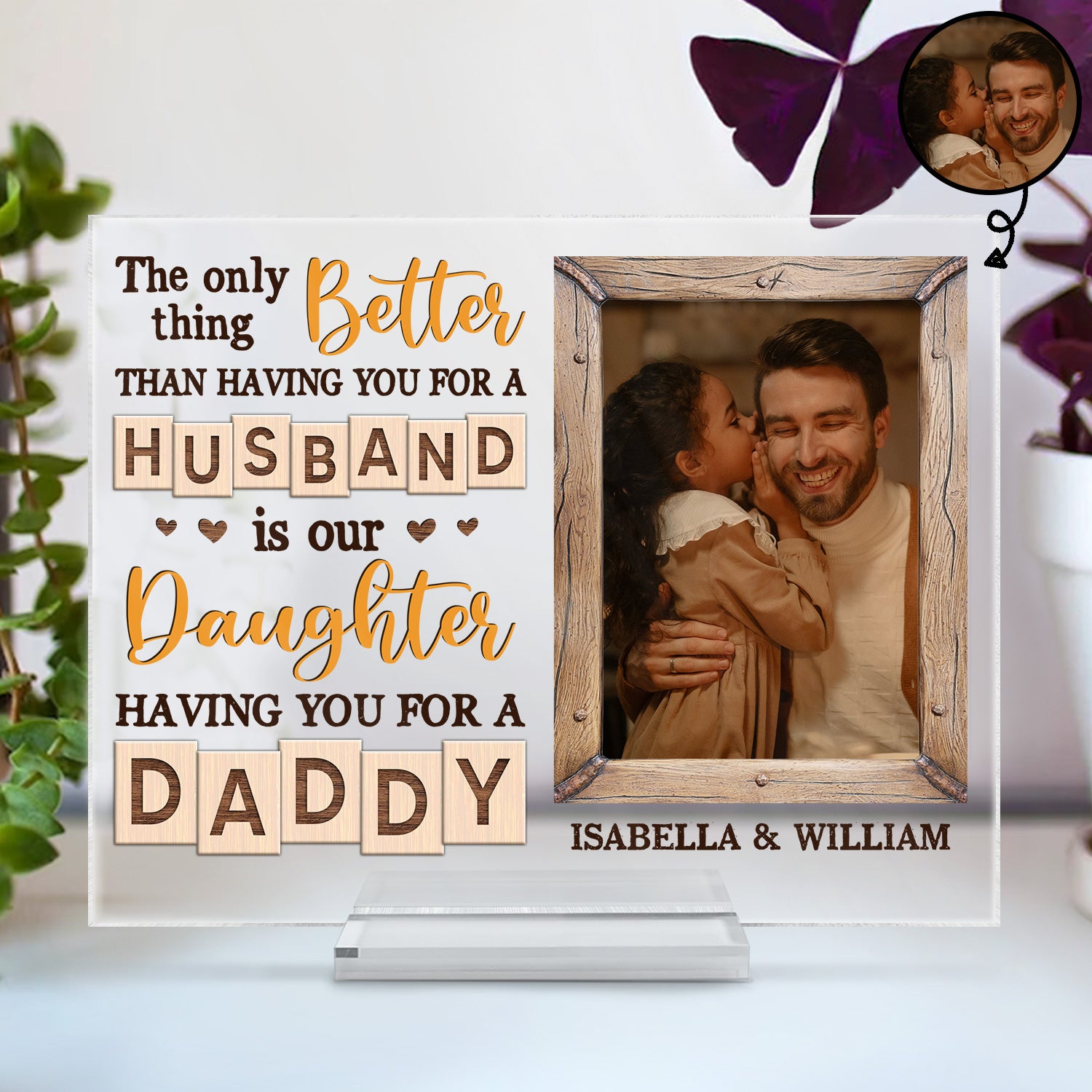 Custom Photo Our Children Having You As Their Daddy - Gift For Father - Personalized Horizontal Rectangle Acrylic Plaque