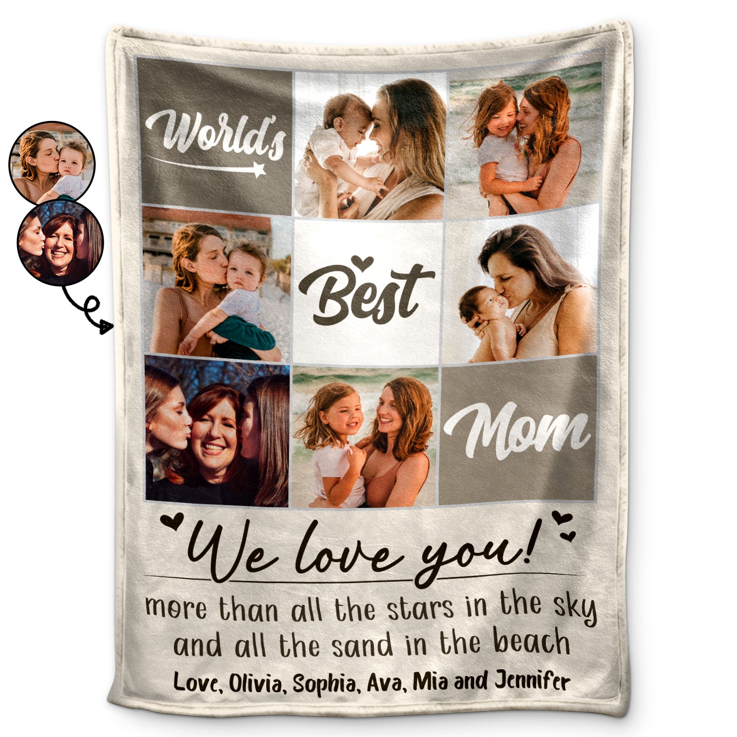 Custom Photo We Love You More Than All The Stars - Gift For Mom - Personalized Fleece Blanket