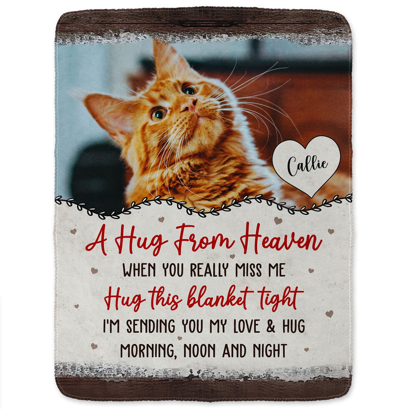 Custom Photo A Hug From Heaven - Memorial Gift - Personalized Fleece Blanket