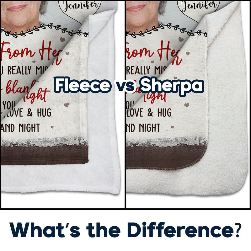 Custom Photo A Hug From Heaven - Memorial Gift - Personalized Fleece Blanket