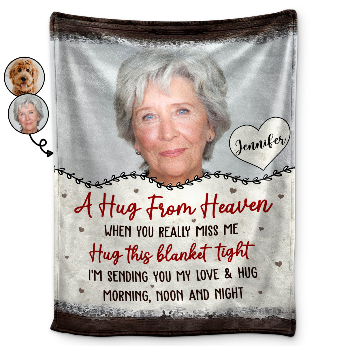 Custom Photo A Hug From Heaven Memorial T Personalized Fleece B Wander Prints™