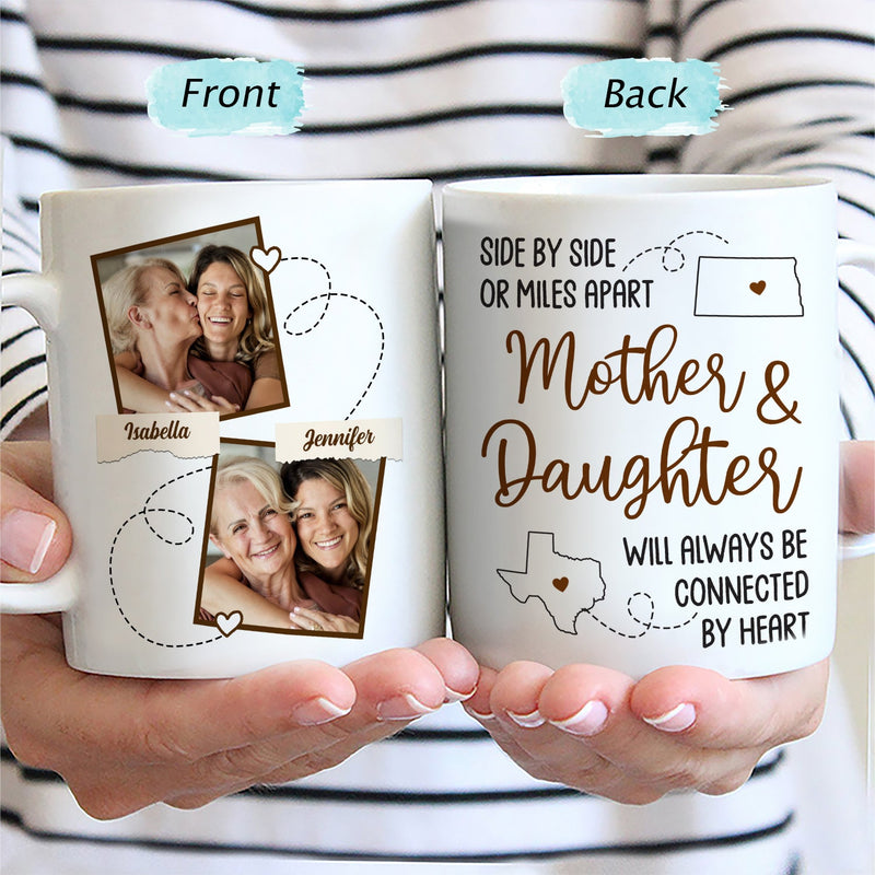 Custom Photo Mother & Daughter Will Always Be Connected - Gift For Mom - Personalized Mug