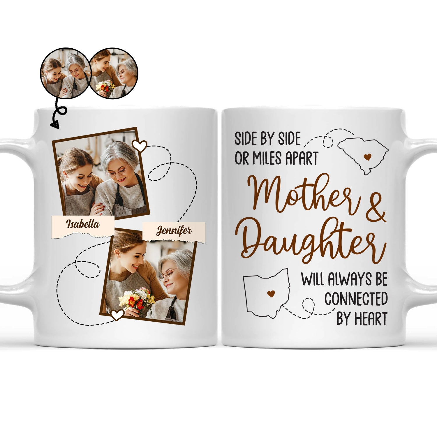 Custom Photo Mother & Daughter Will Always Be Connected - Gift For Mom - Personalized Mug