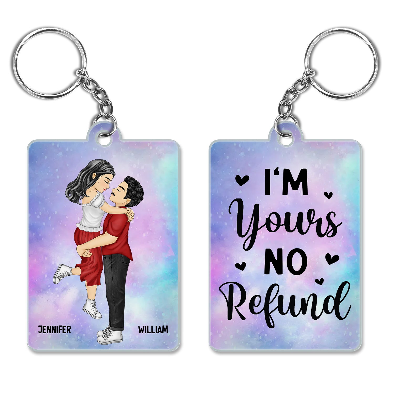 Cartoon Couple Kissing I'm Yours No Returns Or Refund - Gift For Couples - Personalized Acrylic Keychain