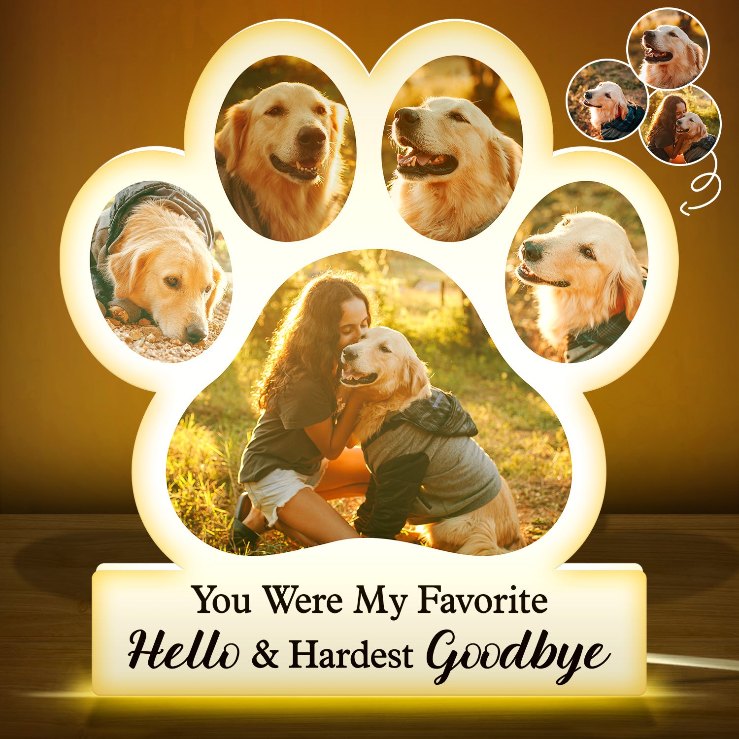 Custom Photo You Were My Favorite Hello And My Hardest Goodbye - Memorial Gift For Pet Lovers, Dog Mom, Dog Dad, Cat Mom, Cat Dad - Personalized Custom Shaped Photo Light Box
