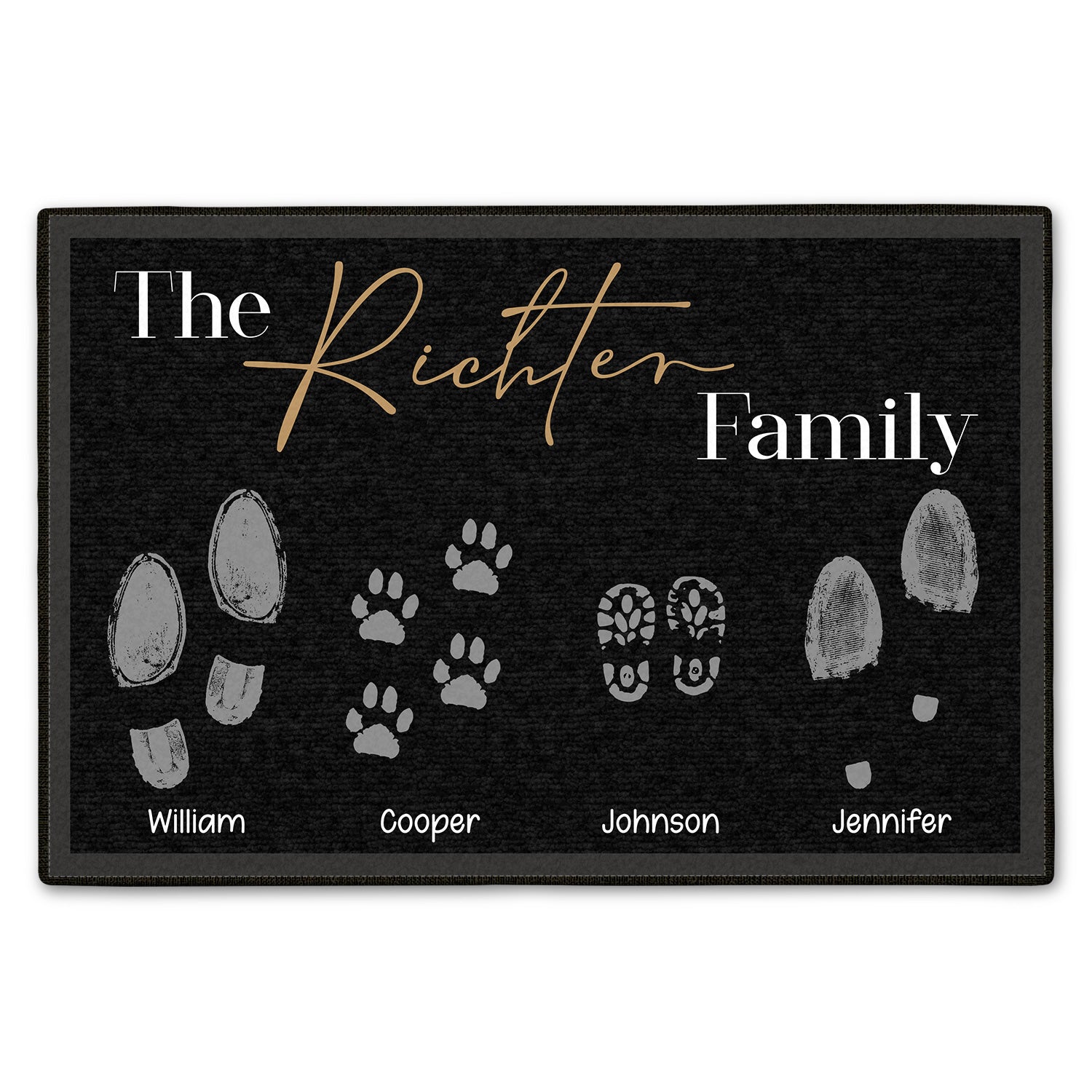 Family FootPrints Doormat - Gift For Family, Gift For Mom - Personalized Doormat