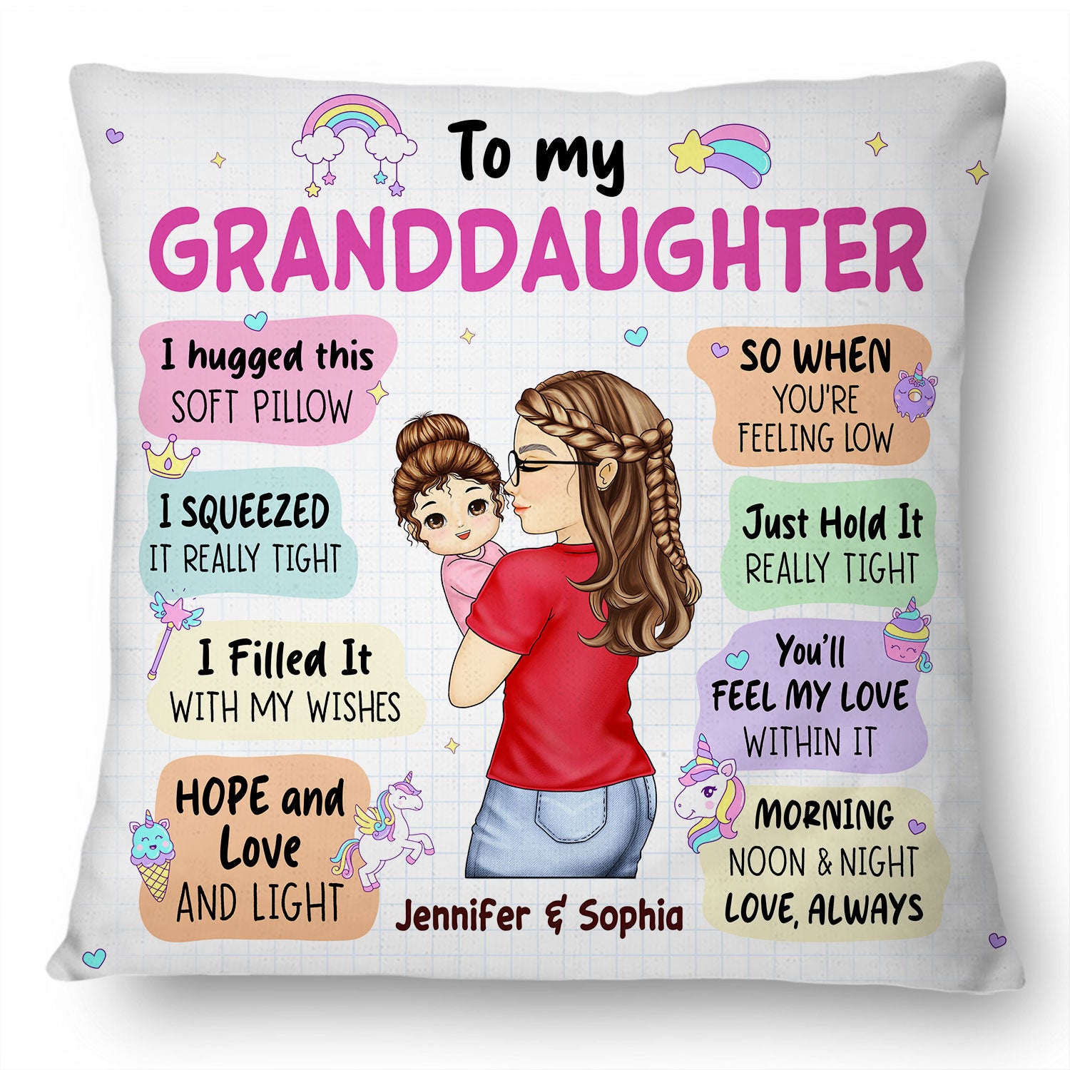 Hugged This Soft Pillow - Gift For Granddaughter, Grandson, Kids - Personalized Pillow