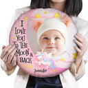 Custom Photo I Love You To The Moon And Back - Gift For Grandson, Granddaughter, Kids - Personalized Round Pillow
