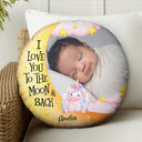 Custom Photo I Love You To The Moon And Back - Gift For Grandson, Granddaughter, Kids - Personalized Round Pillow