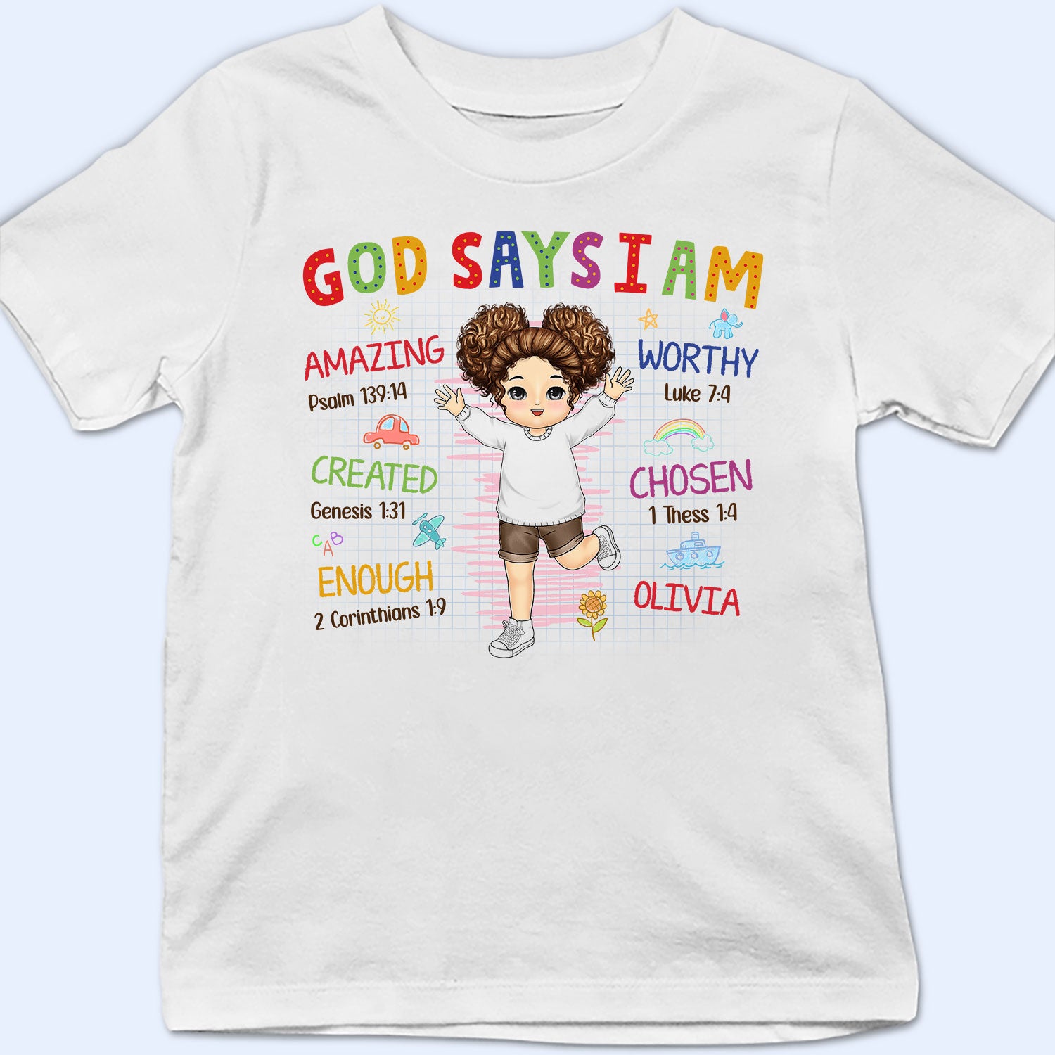 God Says I Am Amazing - Gift For Granddaughter, Grandson, Kids - Personalized T Shirt