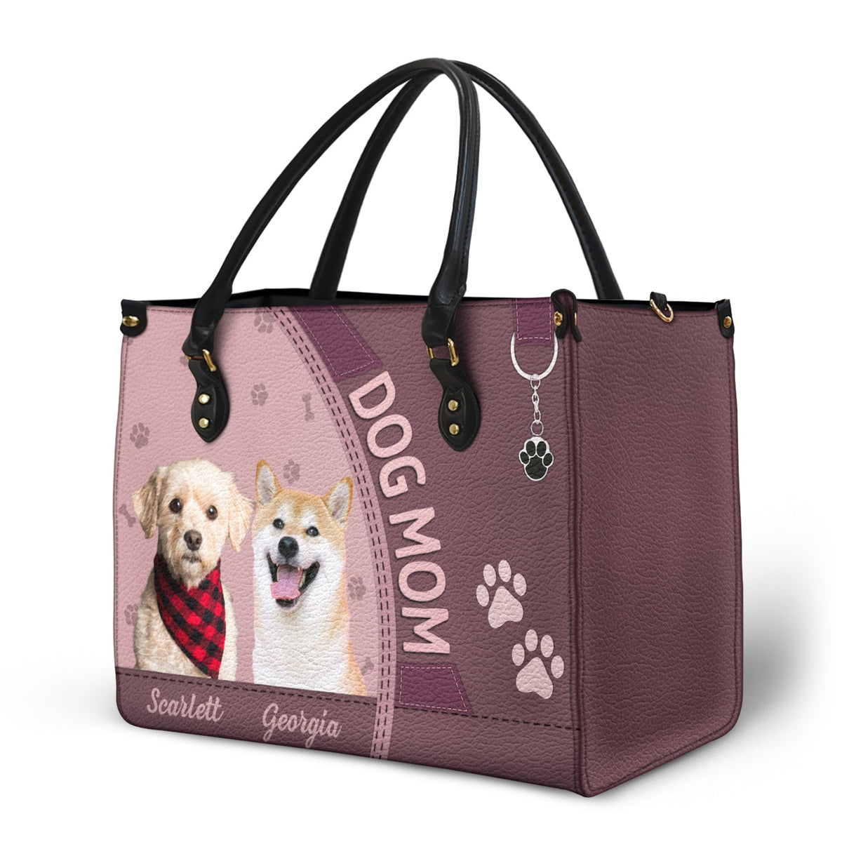 Sac en cuir personnalisé avec photo de chien et chat - Cadeau pour maman chat, maman chien et amoureux des animaux