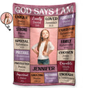 Photo personnalisée « Dieu dit que je suis » - Cadeau pour enfants et petits-enfants - Couverture polaire personnalisée, couverture sherpa