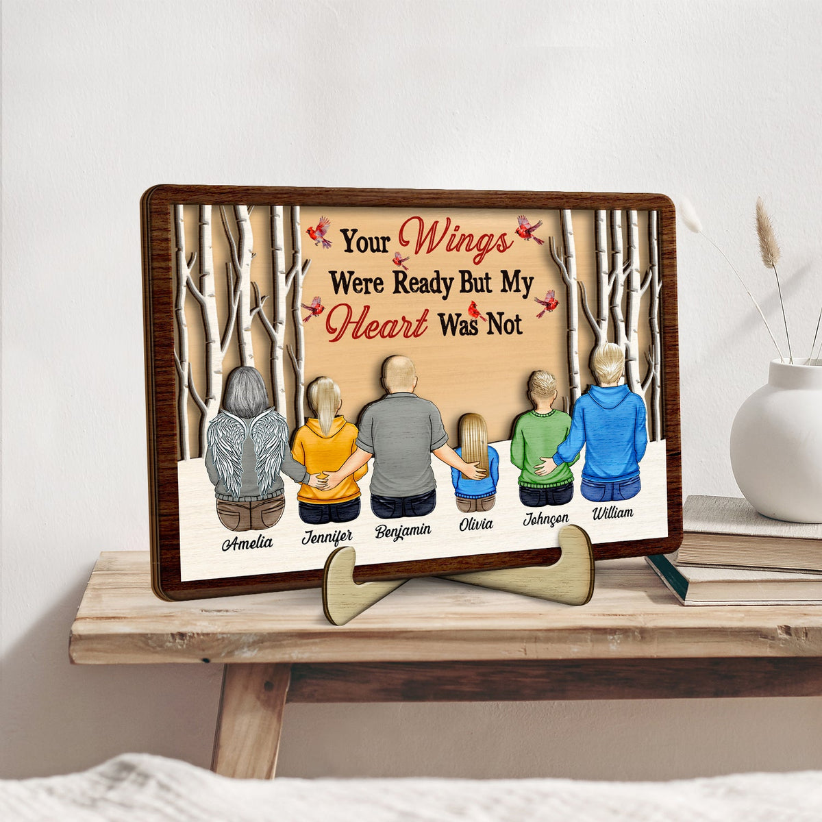 I Am Always With You - Memorial Gift For Family - Personalized 2-Layered Wooden Plaque With Stand