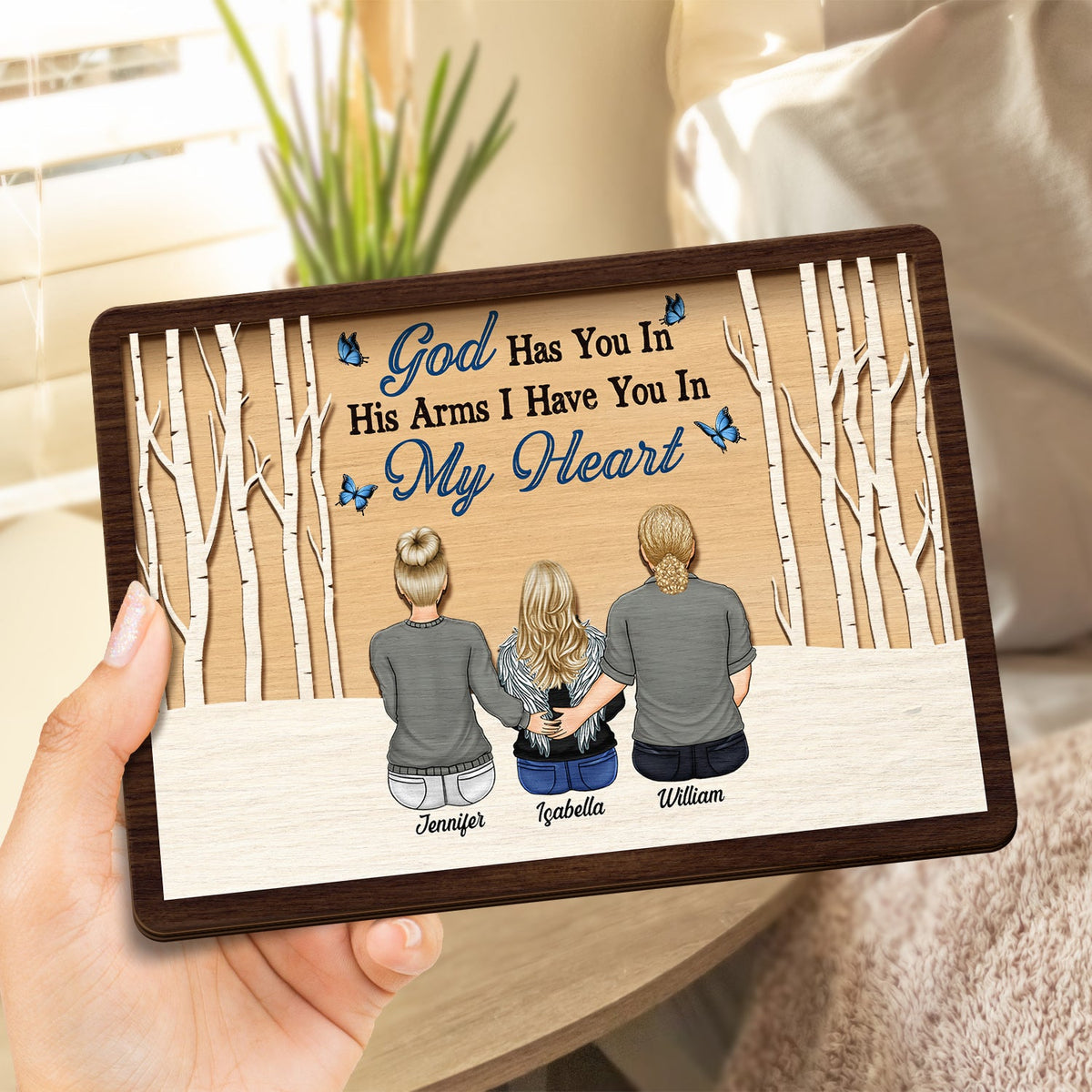 I Am Always With You - Memorial Gift For Family - Personalized 2-Layered Wooden Plaque With Stand