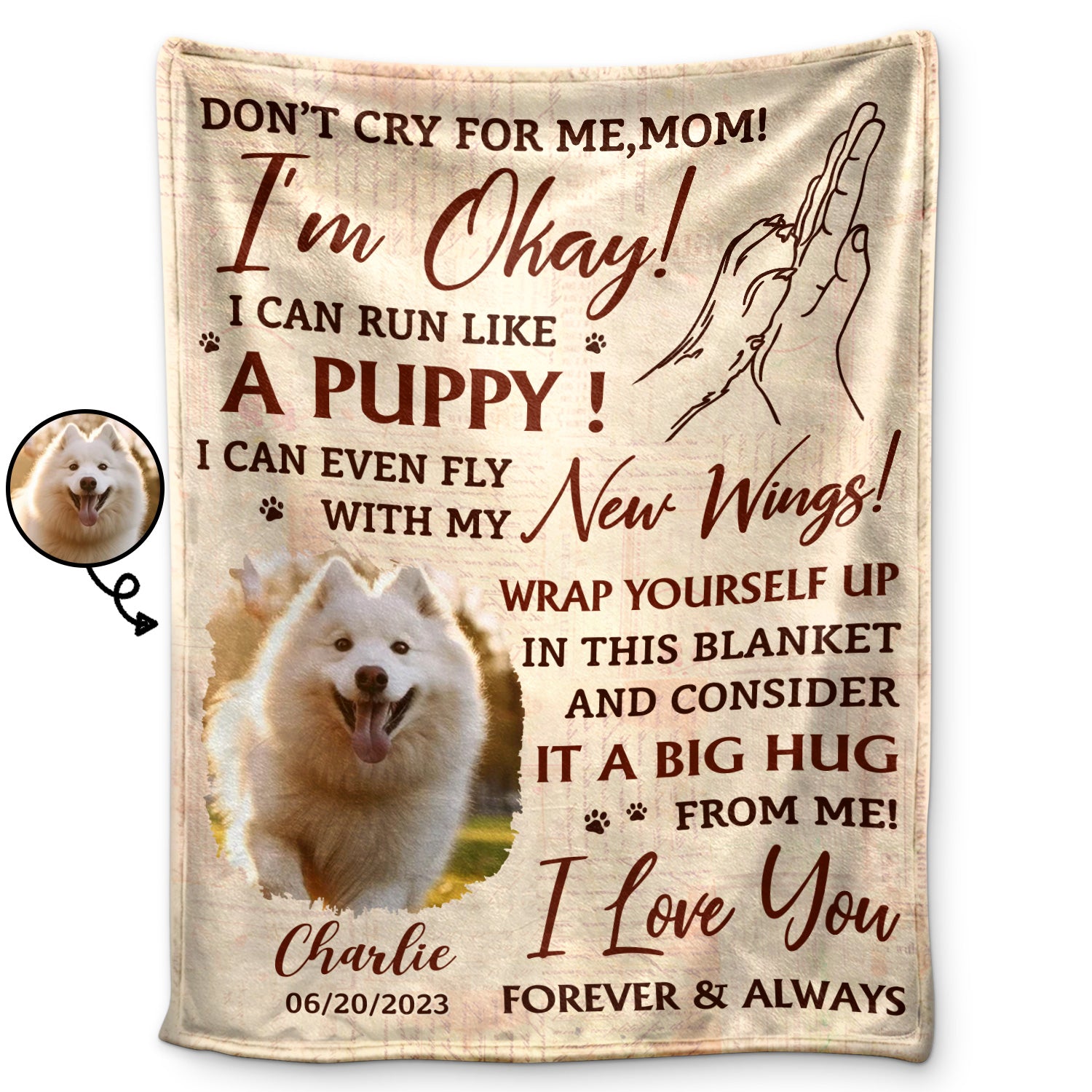 Custom Photo Don't Cry For Me Mom Dad - Gift Cat Mom, Cat Dad, Dog Mom, Dog Dad - Personalized Fleece Blanket, Sherpa Blanket
