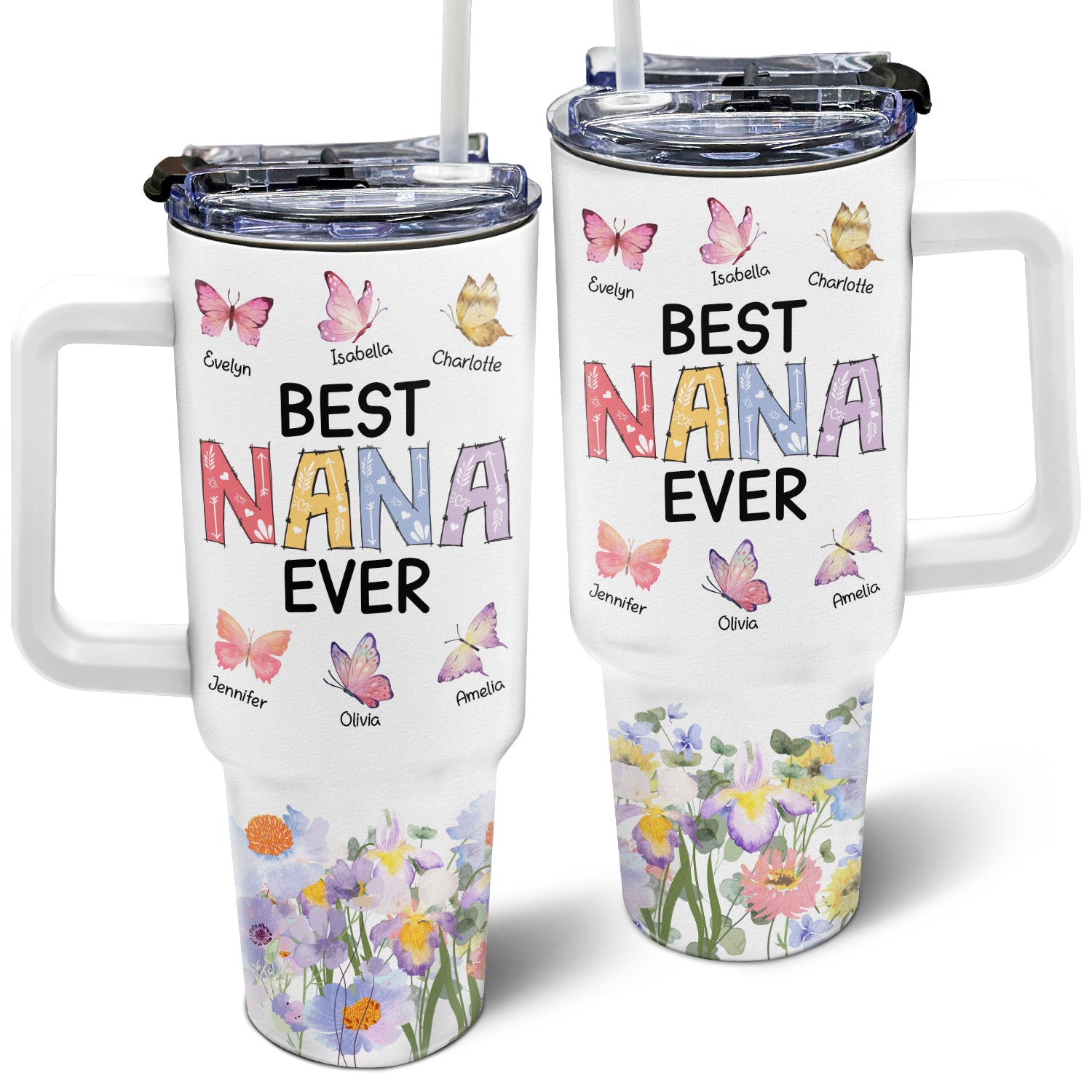 Best Grandma Mom Ever - Gift For Mother, Grandmother - Personalized 40oz Tumbler With Straw