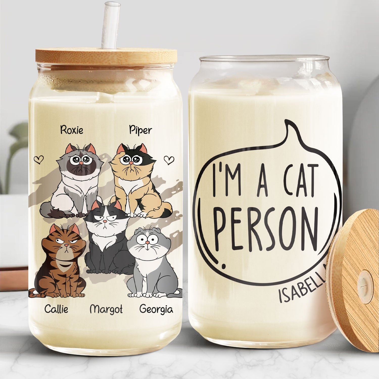 I'm A Cat Person - Gift For Cat Lovers, Cat Mom, Cat Dad - Personalized Clear Glass Can