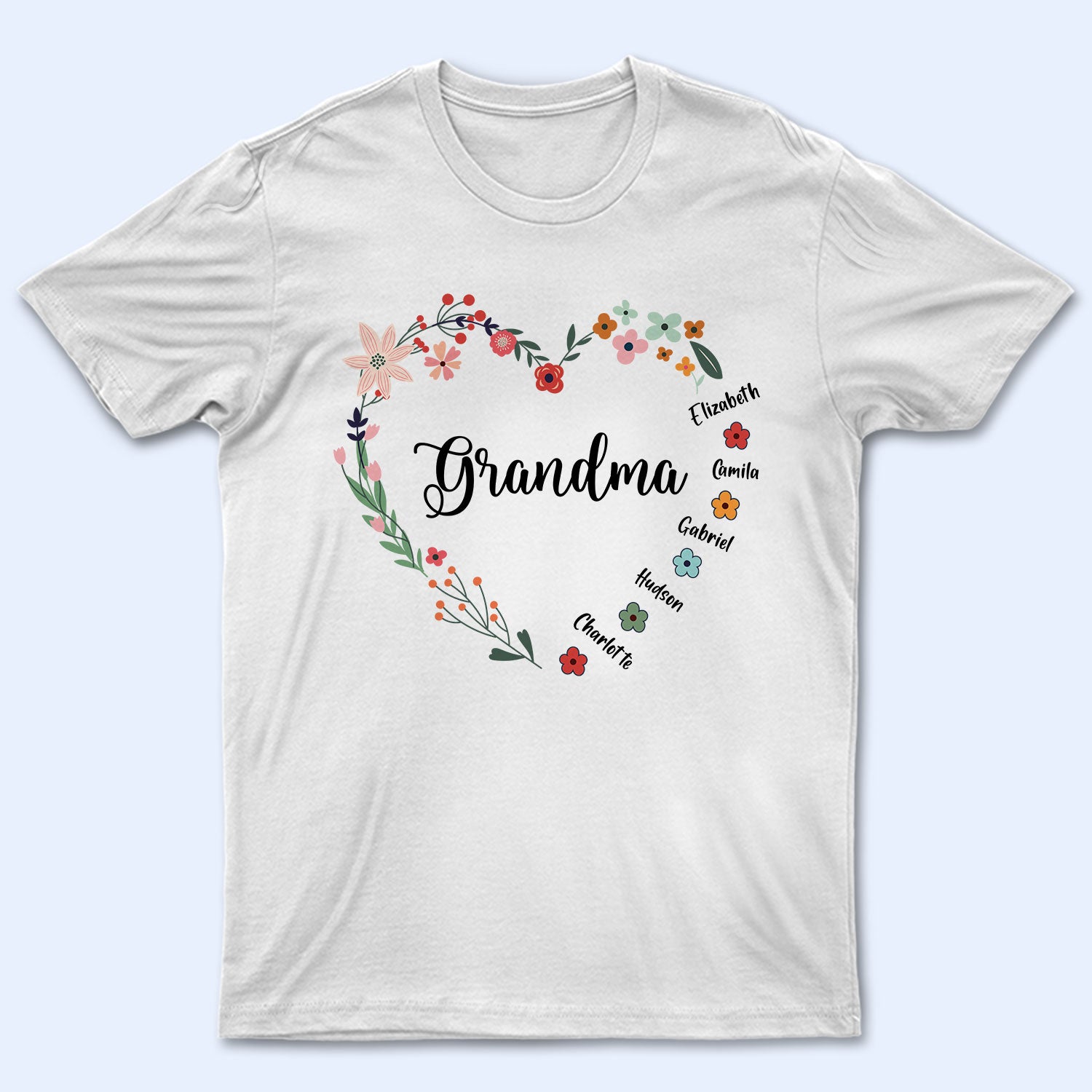 Grandma Mom Flowers - Loving Gift For Mother, Grandmother - Personalized T Shirt