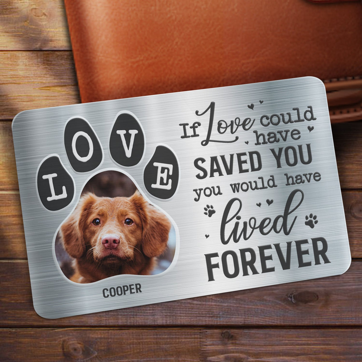 Carte personnalisée avec photo « Tu étais mon préféré » - Cadeau pour les amoureux des animaux - Carte portefeuille en aluminium personnalisée