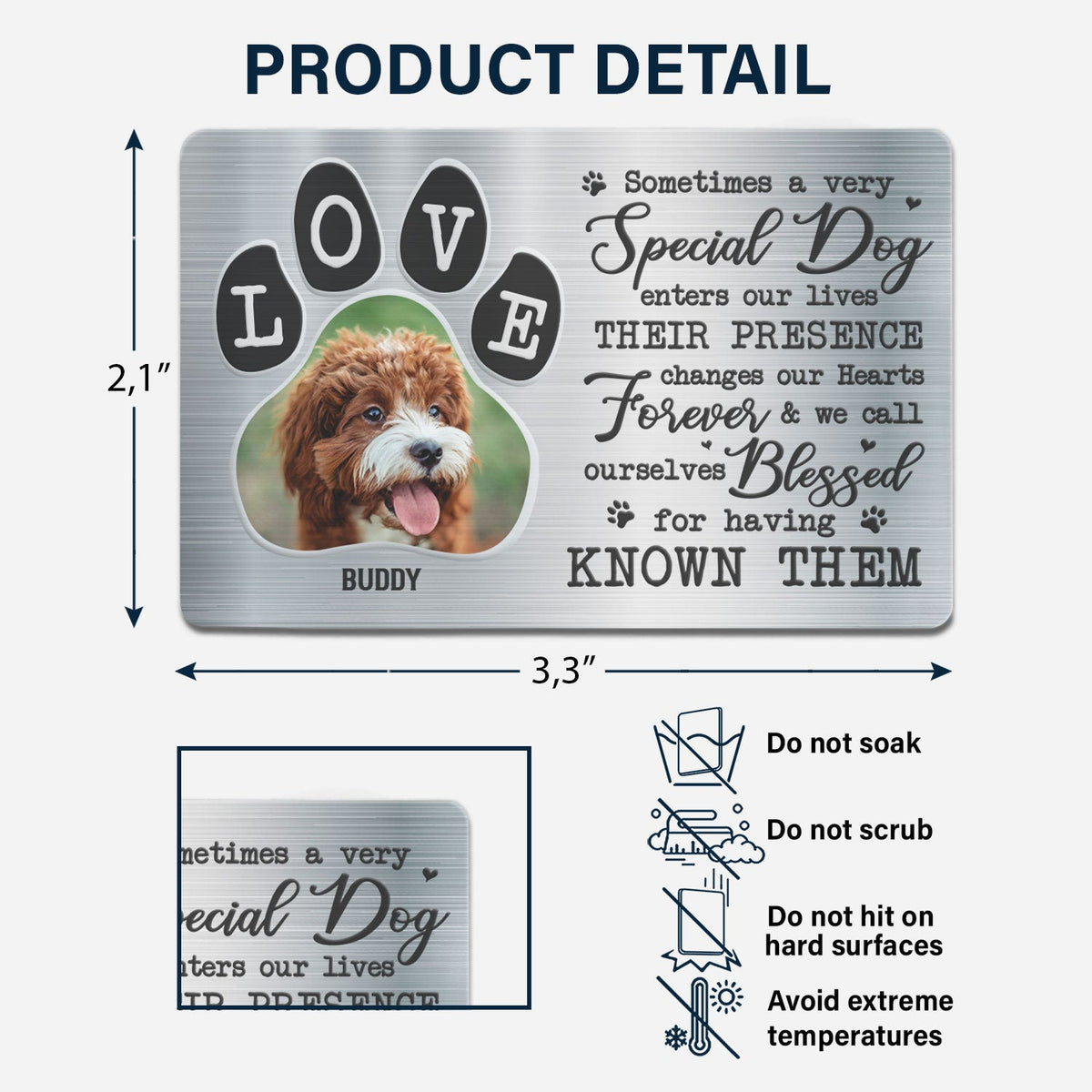 Carte personnalisée avec photo « Tu étais mon préféré » - Cadeau pour les amoureux des animaux - Carte portefeuille en aluminium personnalisée