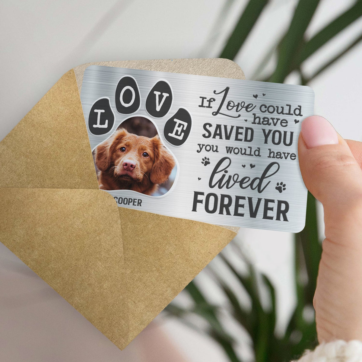 Carte personnalisée avec photo « Tu étais mon préféré » - Cadeau pour les amoureux des animaux - Carte portefeuille en aluminium personnalisée