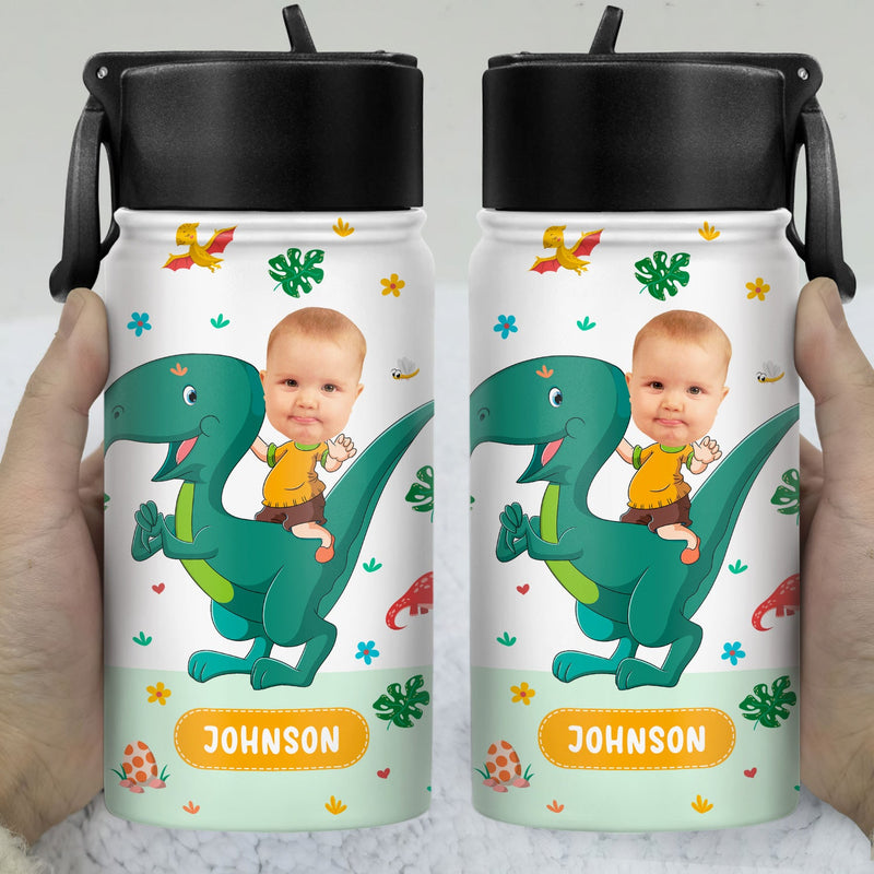 Custom Photo Funny Car Mermaid Unicorn Dinosaur Astronaut - Gift For Kids - Personalized Kids Water Bottle