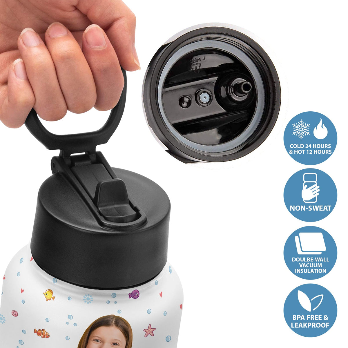 Custom Photo Funny Car Mermaid Unicorn Dinosaur Astronaut - Gift For Kids - Personalized Kids Water Bottle