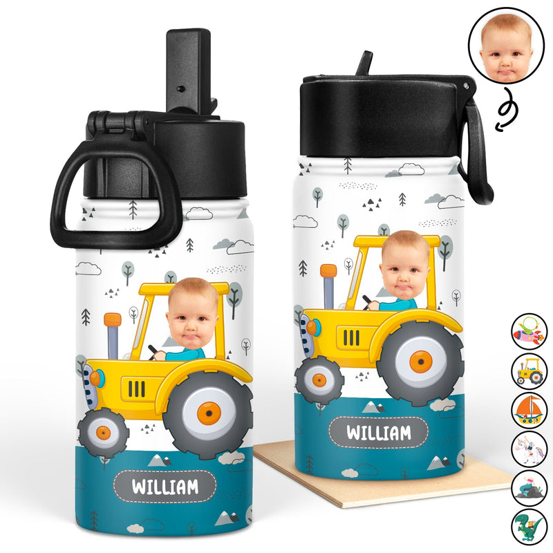 Custom Photo Funny Car Mermaid Unicorn Dinosaur Astronaut - Gift For Kids - Personalized Kids Water Bottle