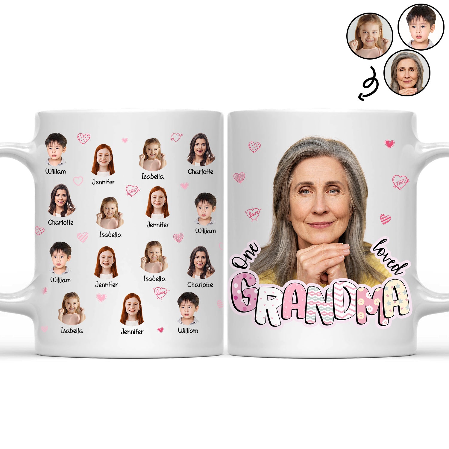 Custom Photo One Loved Grandma Mama - Gift For Mom, Mother, Nana, Grandmother - Personalized Mug