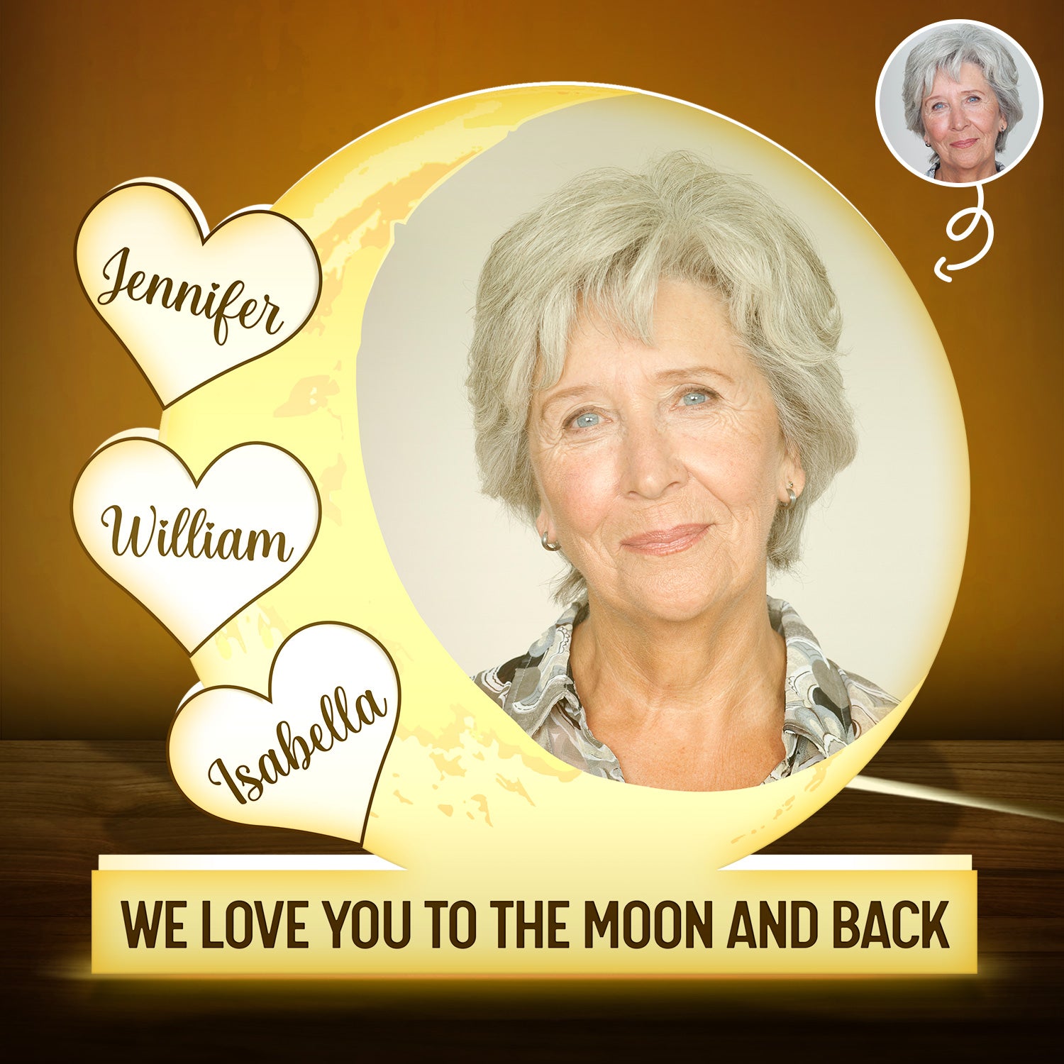 Custom Photo We Love You To The Moon And Back - Gift For Mom, Dad - Personalized Custom Shaped Photo Light Box