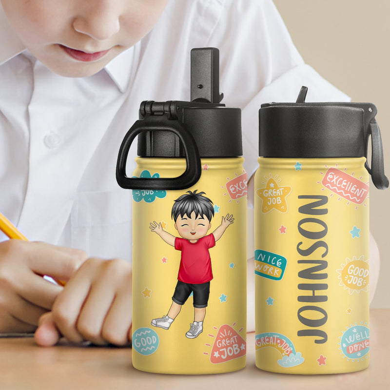 Well Done Awesome Encouragement - Gift For Kids - Personalized Kids Water Bottle