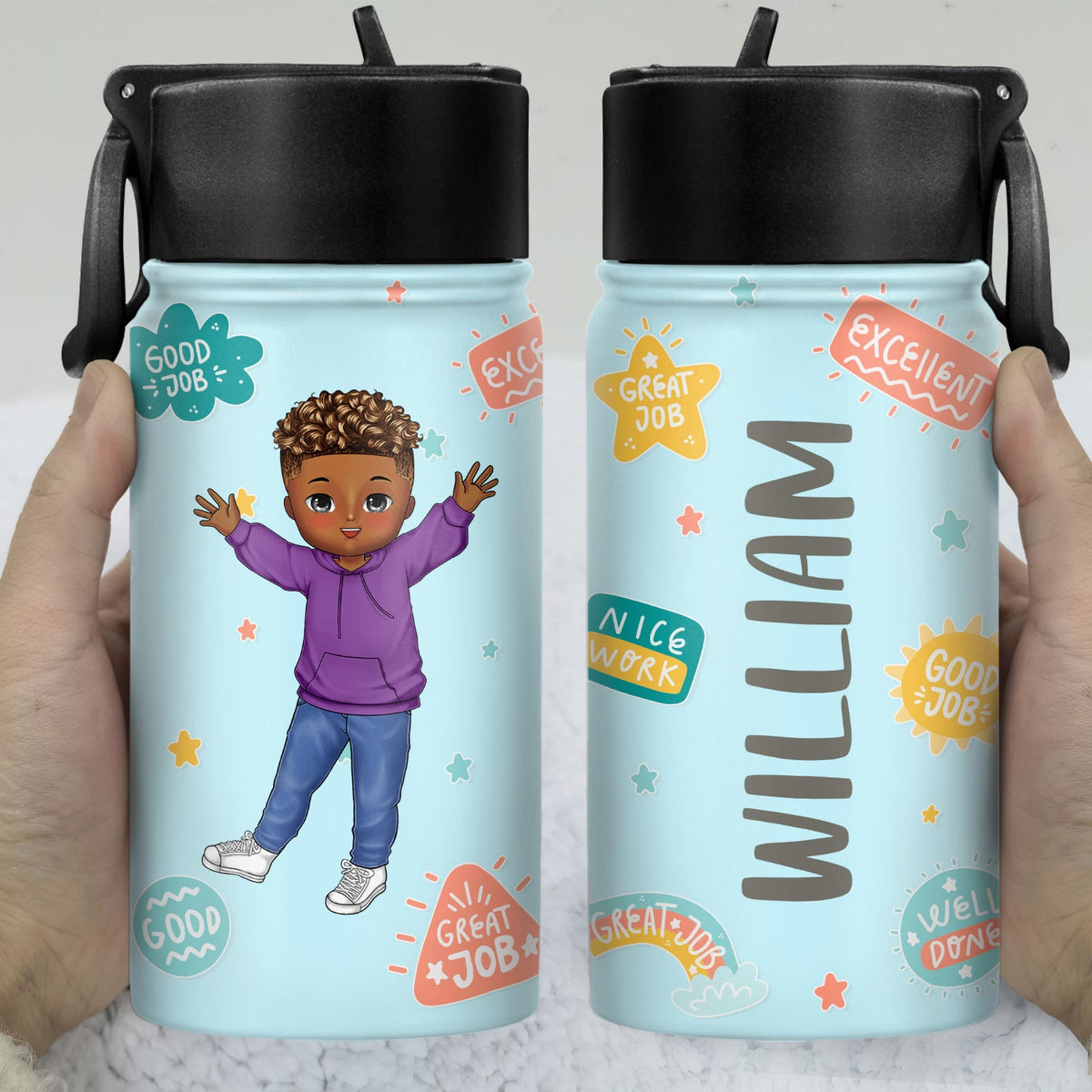 Well Done Awesome Encouragement - Gift For Kids - Personalized Kids Water Bottle