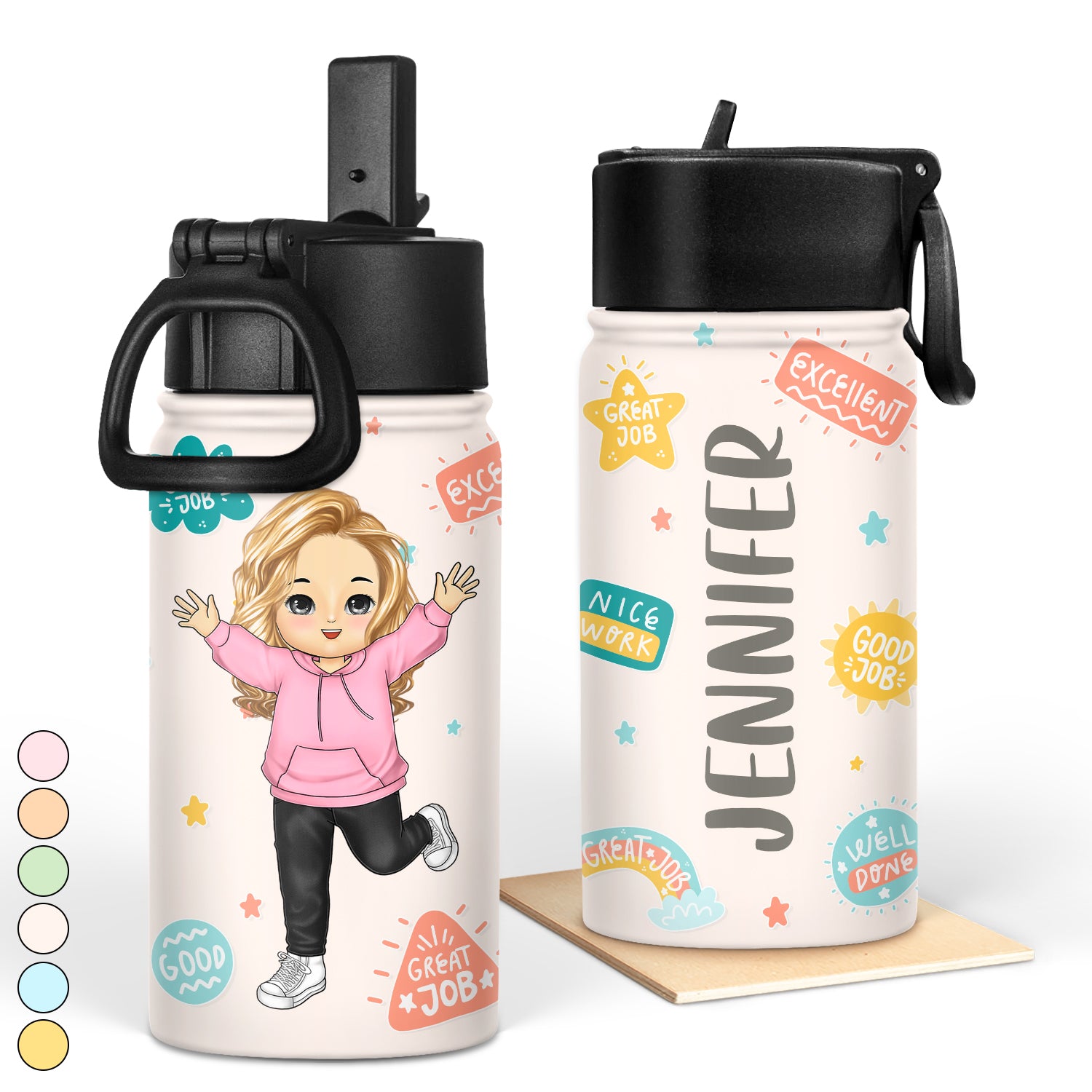 Well Done Awesome Encouragement - Gift For Kids - Personalized Kids Water Bottle