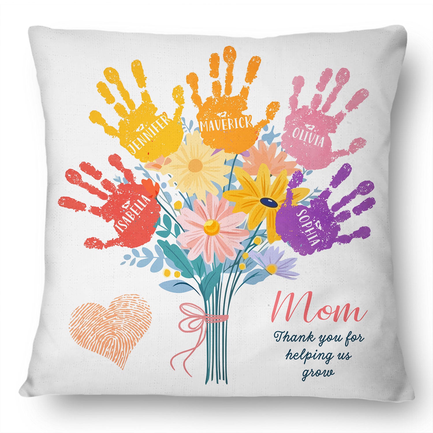 Mom Thank You For Helping Us Grow - Gift For Mother, Mama - Personalized Pillow