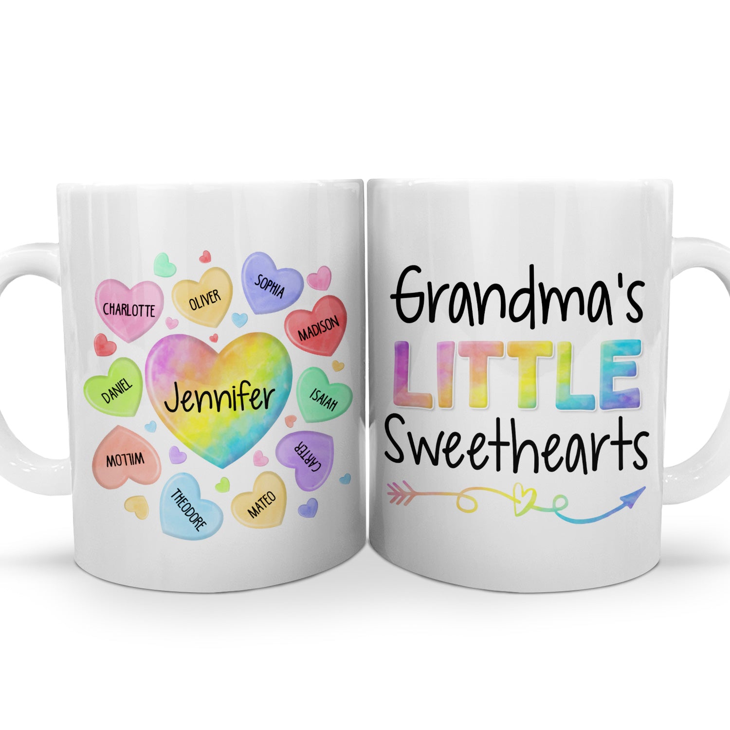 Mom's Grandma's Little Sweethearts - Gift For Mother, Grandmother - Personalized White Edge-to-Edge Mug