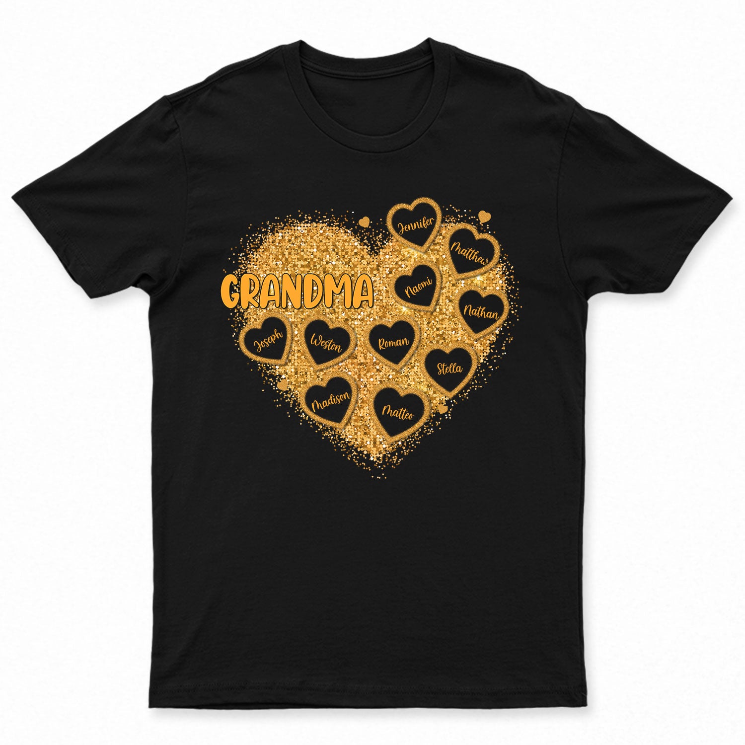 Grandma Mom Glitter Heart - Gift For Mother, Grandmother - Personalized T Shirt