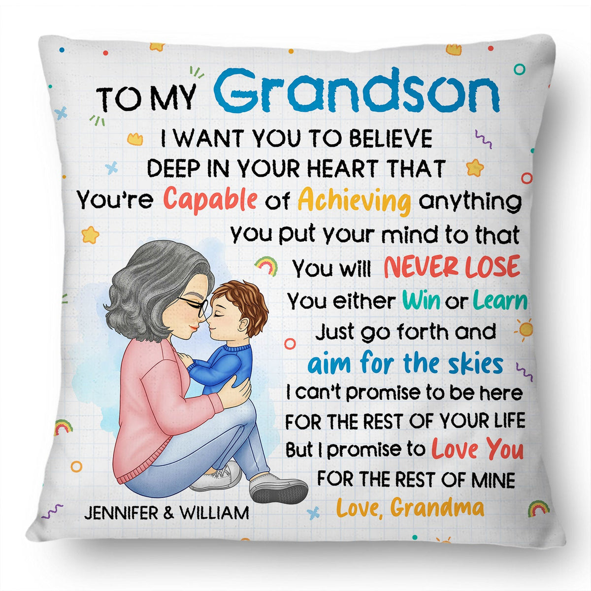 Grandma Mother You're Capable Of Achieving Anything - Gift For Granddaughter, Grandson, Kids - Personalized Pillow