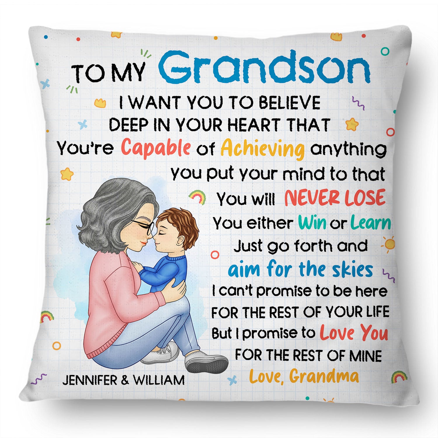 Grandma Mother You're Capable Of Achieving Anything - Gift For Granddaughter, Grandson, Kids - Personalized Pillow