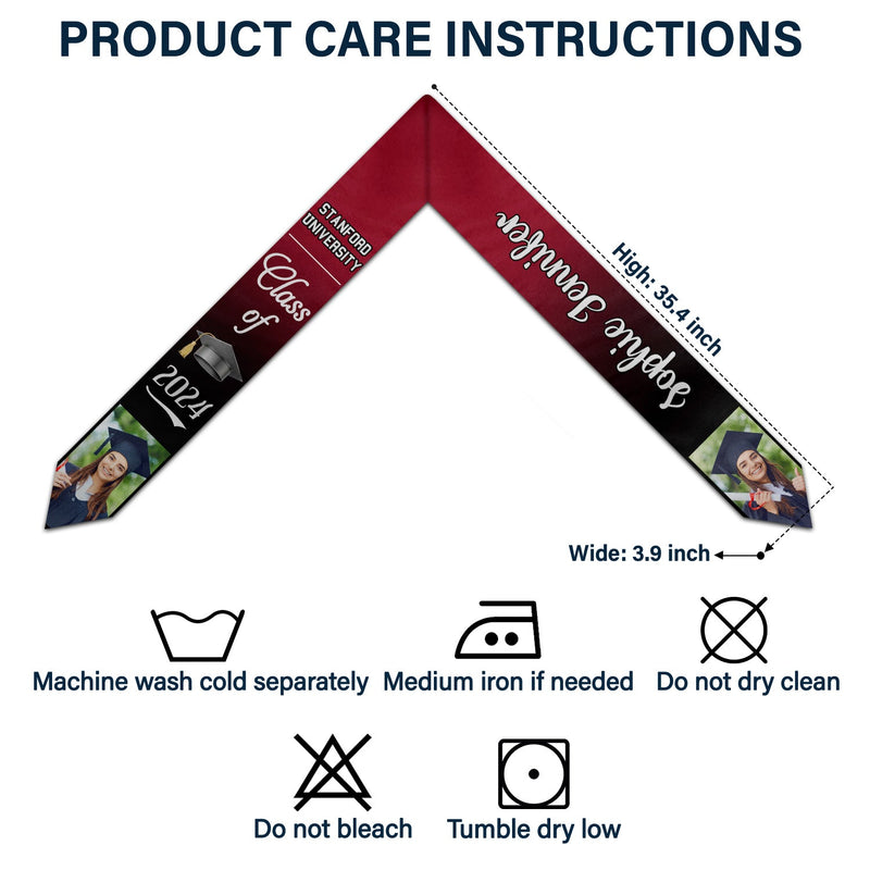 Custom Photo Proud Graduate Of The Class - Graduation Gift - Personalized Stoles