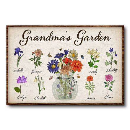 Grandma's Mom's Garden - Gift For Mother, Grandmother - Personalized Poster