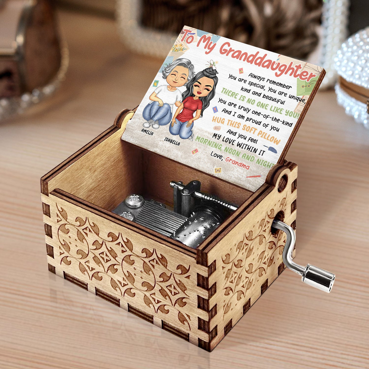 Always Remember You Are Special - Gift For Granddaughter, Grandson, Kids - Personalized Spin Button, Hand Crank Music Box