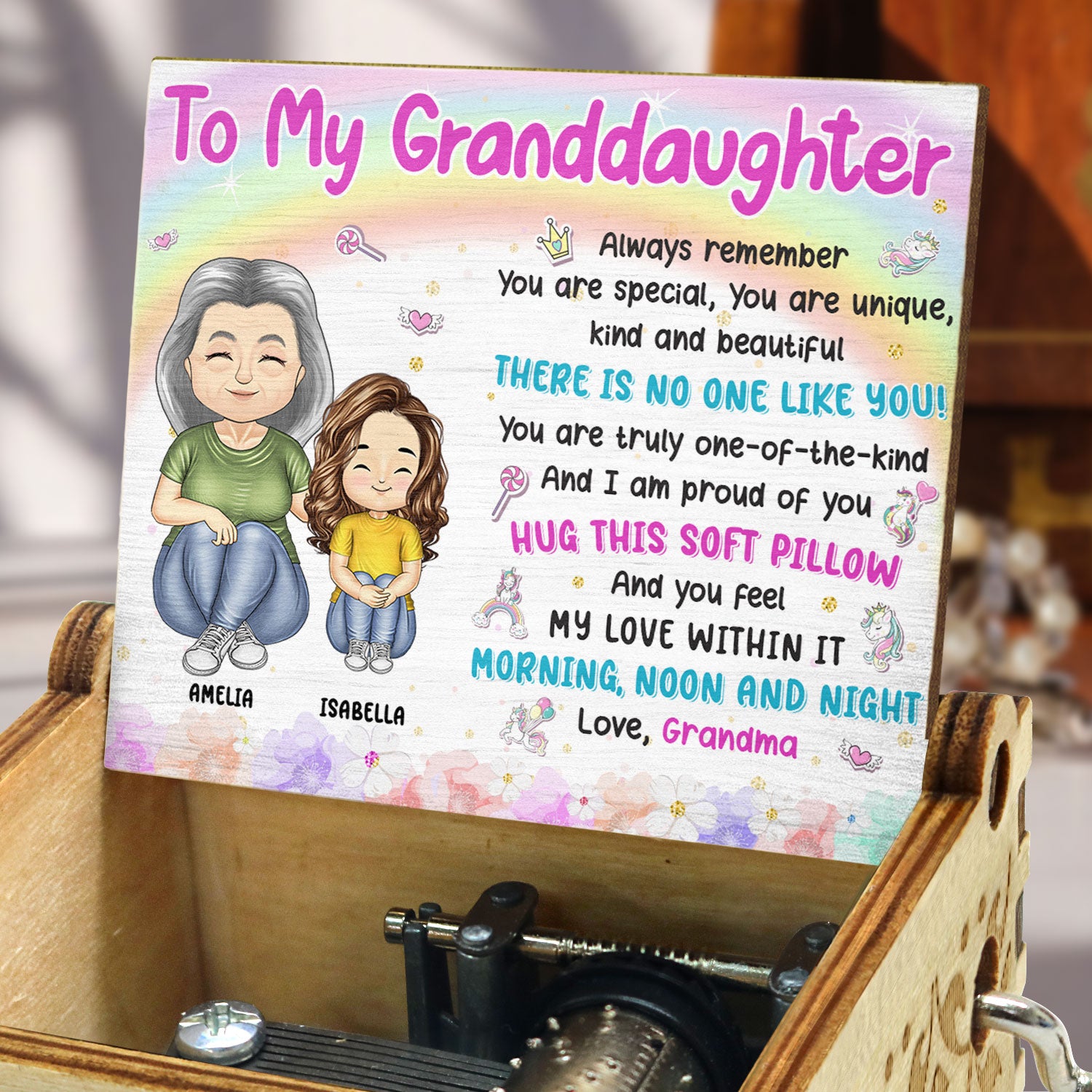 Always Remember You Are Special - Gift For Granddaughter, Grandson, Kids - Personalized Spin Button, Hand Crank Music Box
