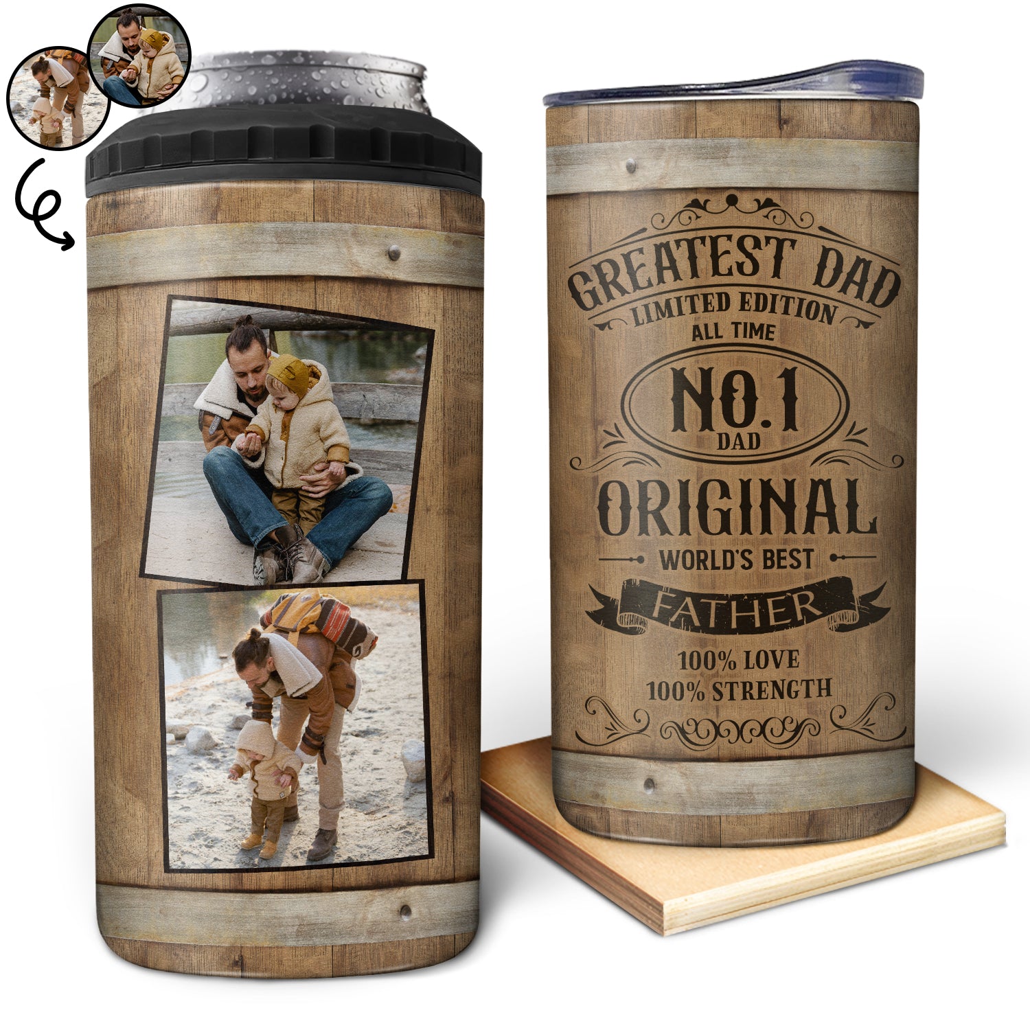 Custom Photo Greatest Dad Limited Edition - Gift For Father, Papa - Personalized 4 In 1 Can Cooler Tumbler