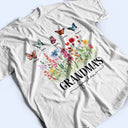 Mom's Grandma's Garden Butterflies - Gift For Mother, Grandmother, Nana - Personalized T Shirt