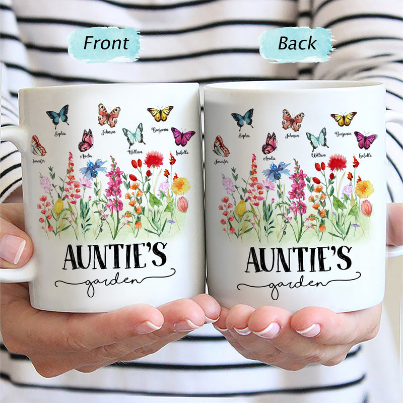 Mom's Grandma's Garden Butterflies - Gift For Mother, Grandmother, Nana - Personalized Mug