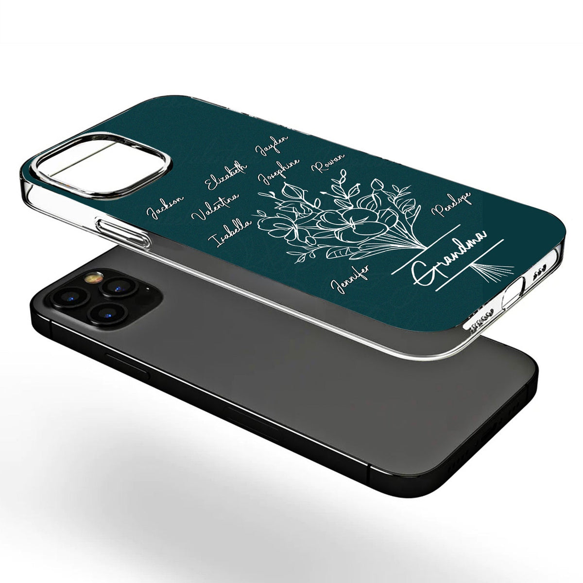 Mom Grandma Flower - Gift For Mother, Grandmother - Personalized Clear Phone Case