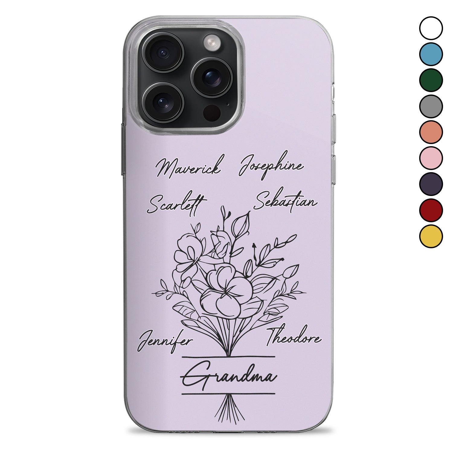 Mom Grandma Flower - Gift For Mother, Grandmother - Personalized Clear Phone Case