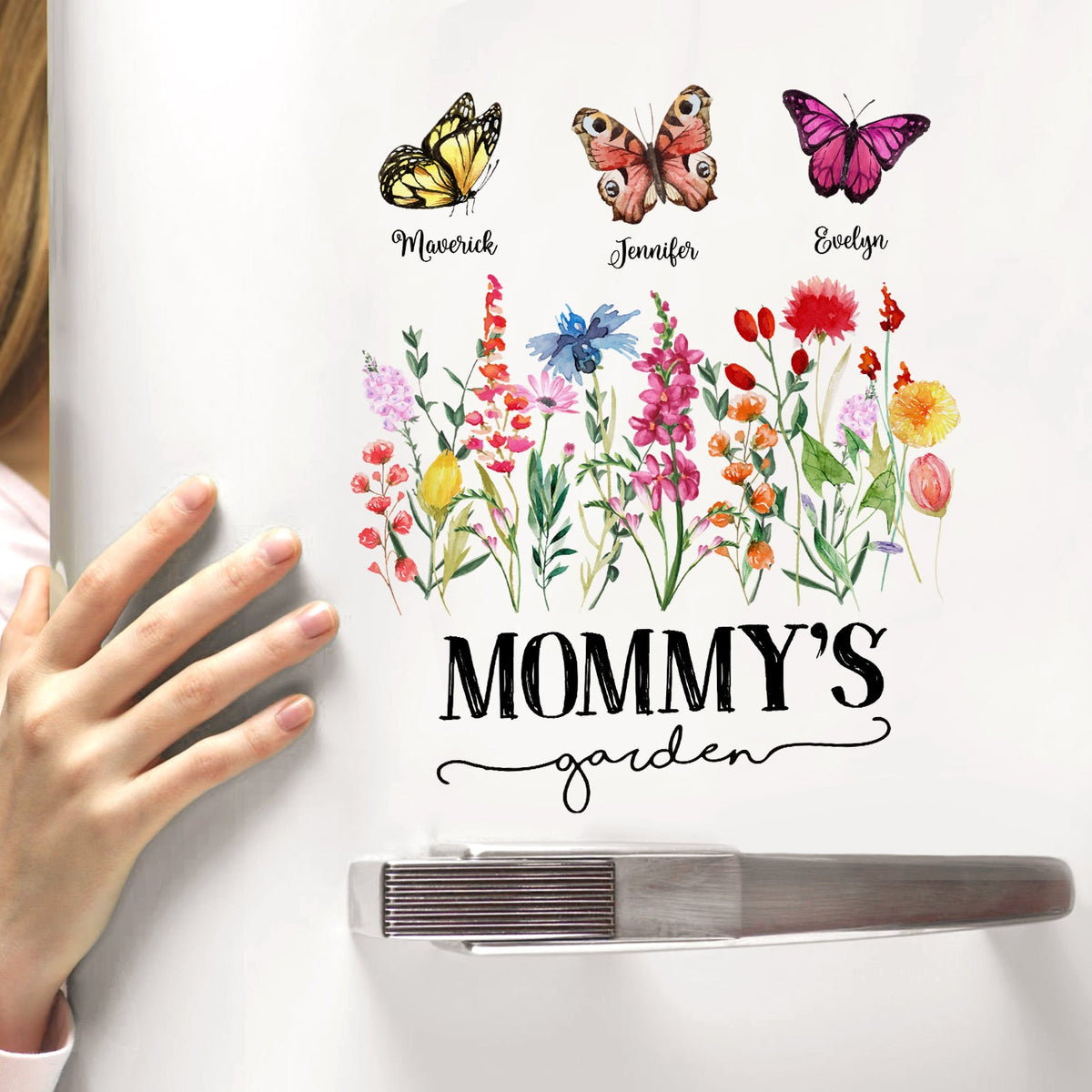 Mom's Grandma's Garden Butterflies - Gift For Mother, Nana, Grandmother - Personalized Decor Decal